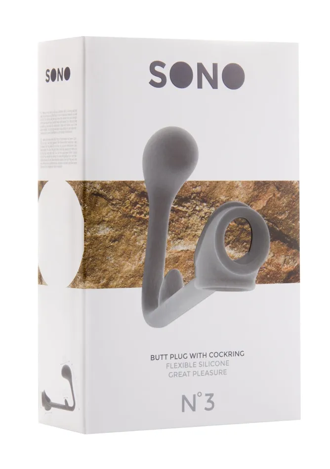 Sono No3 Butt Plug with Cockring Grey Shots Sono Male Sex Toys