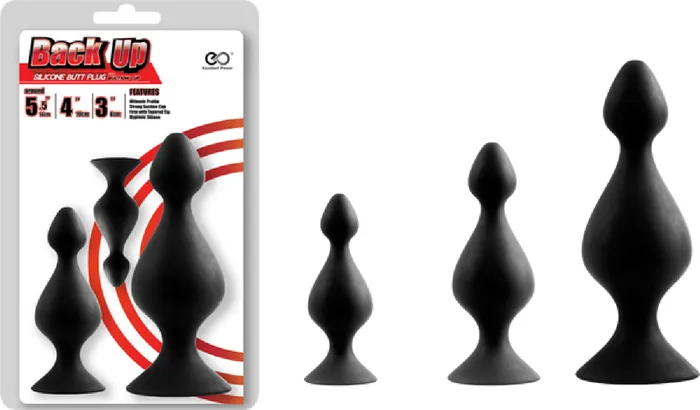 Anal Back Up Silicone Butt Plug Set Black Sex Toy Adult Pleasure Excellent Power Anal Back Up Silicone Butt Plug Set Black Sex Toy Adult Pleasure Excellent Power