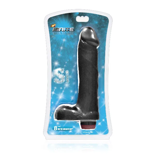 Dildos Si Novelties Cock w Balls w Vibration 8in Black