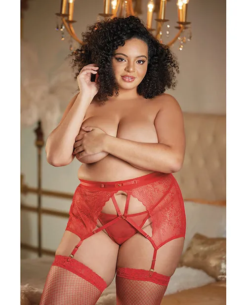 Allure Lingerie Vibrators Allure High Waisted Lace Garter Gstring Red Qn