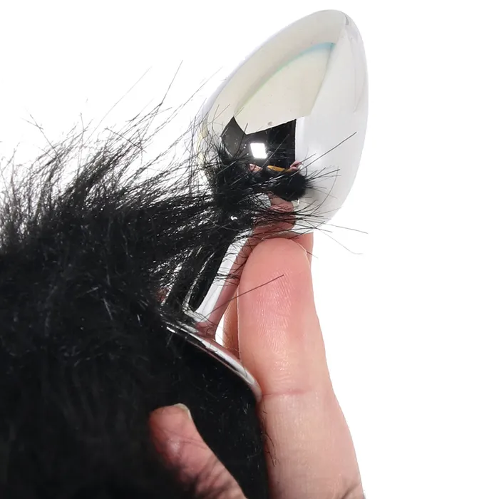 Anal WhipSmart 3 Inch Metal Plug with Fox Tail in Black XGen