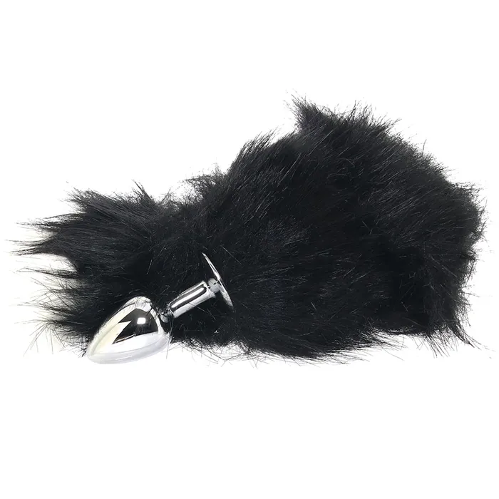 Anal WhipSmart 3 Inch Metal Plug with Fox Tail in Black XGen