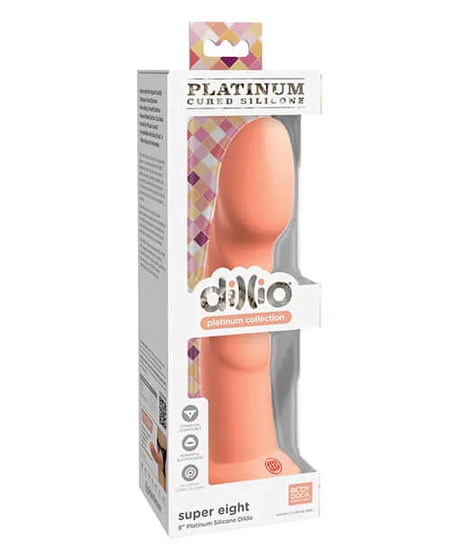 Dillio Platinum 8 inches Super Eight Peach Orange Silicone Dildo Pipedream Products Dildos