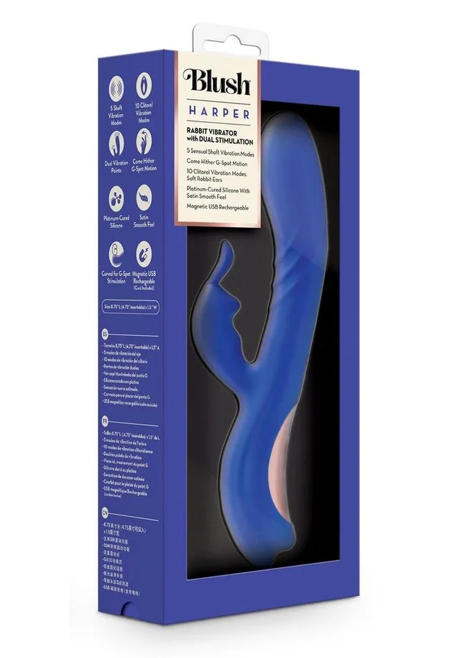Female Sex Toys Blush Blush Collection Harper Rechargeable Silicone Rabbit Vibrator