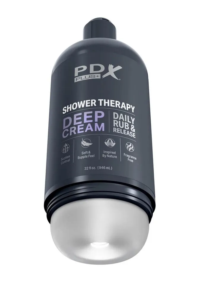 PDX Plus Pdx Plus Shower Therapy Deep Cream Discreet Stroker Frosted Male Sex Toys