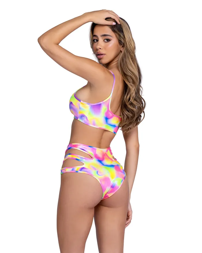 Roma Costume Inc Vibrators 6467 Shimmer MultiColored Keyhole High Waisted Shorts Roma Costume Inc Vibrators 6467 Shimmer MultiColored Keyhole High Waisted Shorts